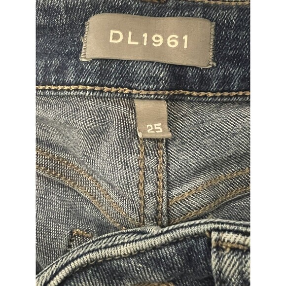 DL1961 Farrow High Rise Skinny Jean Women's 25 Burton Blue 5-Pocket Chewed Hem - Picture 8 of 11